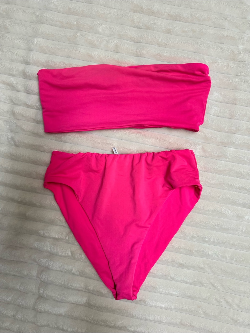 Fashion Nova Neon Pink Bandeau Bikini Set